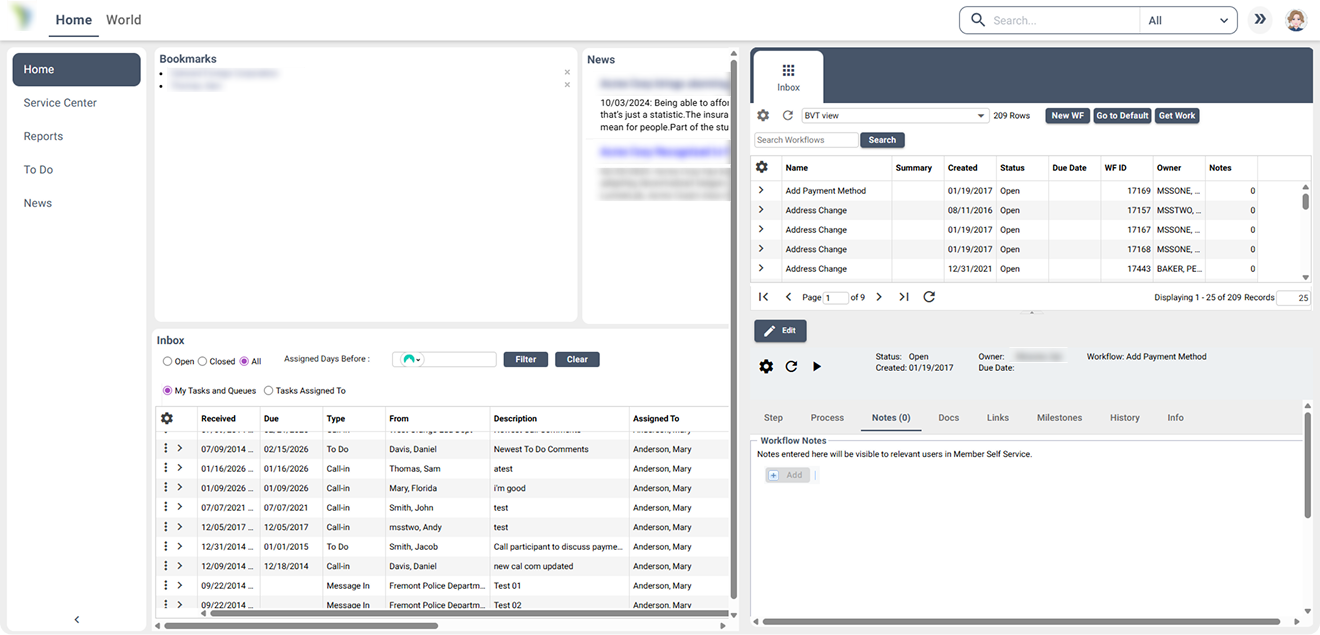 Enterprise dashboard with page-level horizontal scrollbars highlighted